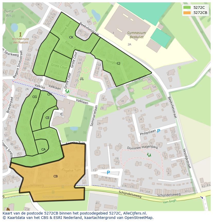 Afbeelding van het postcodegebied 5272 CB op de kaart.