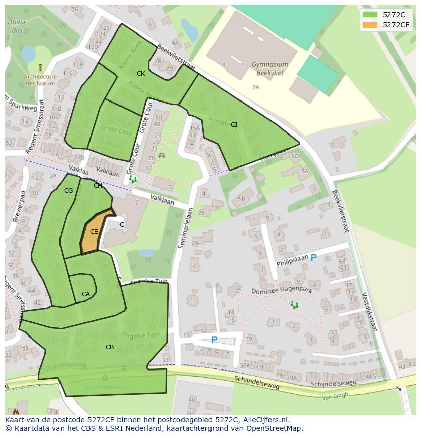 Afbeelding van het postcodegebied 5272 CE op de kaart.