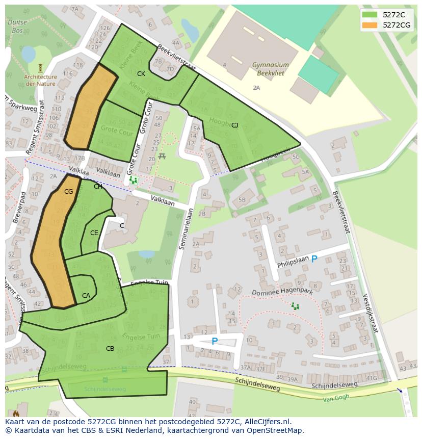 Afbeelding van het postcodegebied 5272 CG op de kaart.