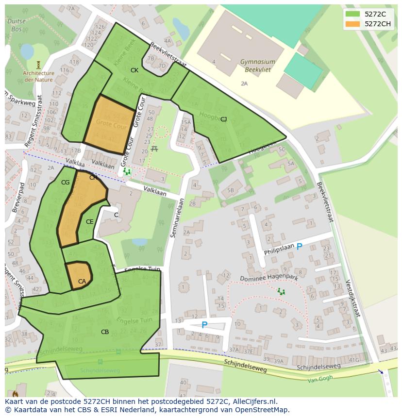 Afbeelding van het postcodegebied 5272 CH op de kaart.