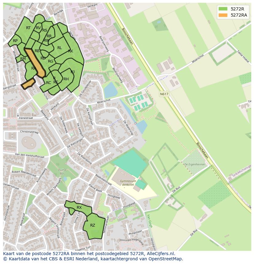 Afbeelding van het postcodegebied 5272 RA op de kaart.