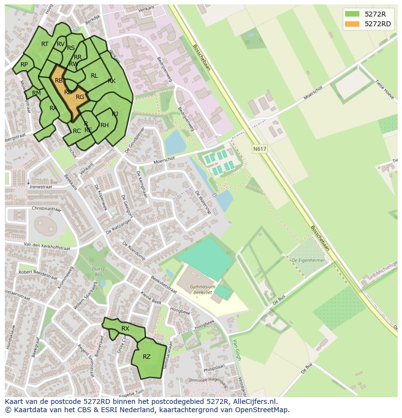 Afbeelding van het postcodegebied 5272 RD op de kaart.