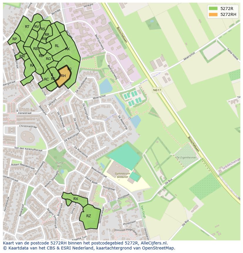 Afbeelding van het postcodegebied 5272 RH op de kaart.
