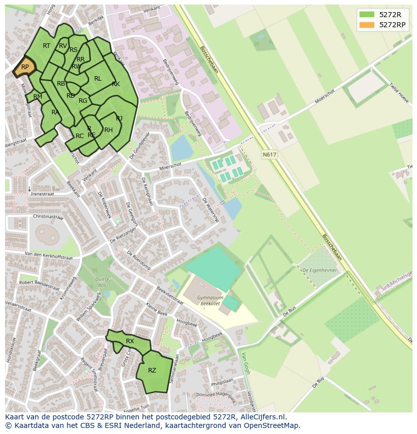 Afbeelding van het postcodegebied 5272 RP op de kaart.