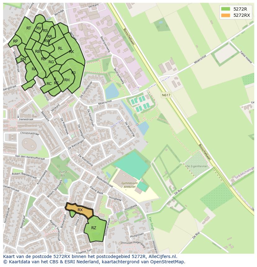 Afbeelding van het postcodegebied 5272 RX op de kaart.