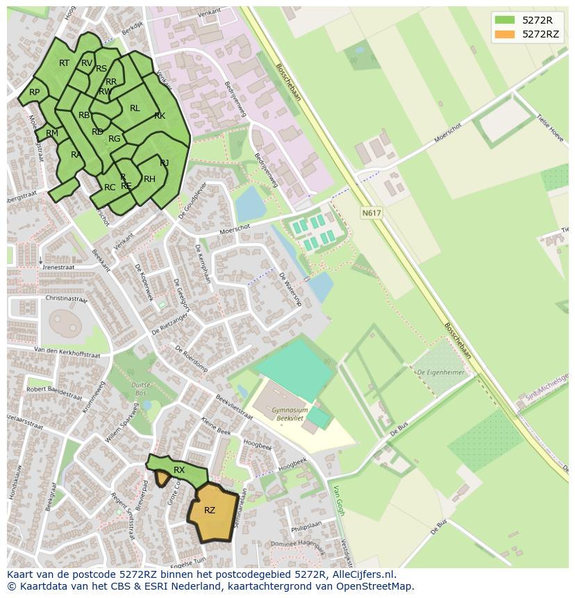 Afbeelding van het postcodegebied 5272 RZ op de kaart.