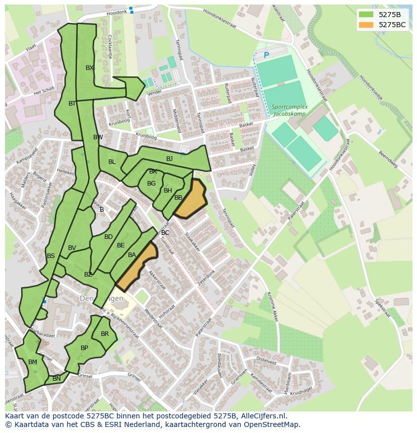 Afbeelding van het postcodegebied 5275 BC op de kaart.