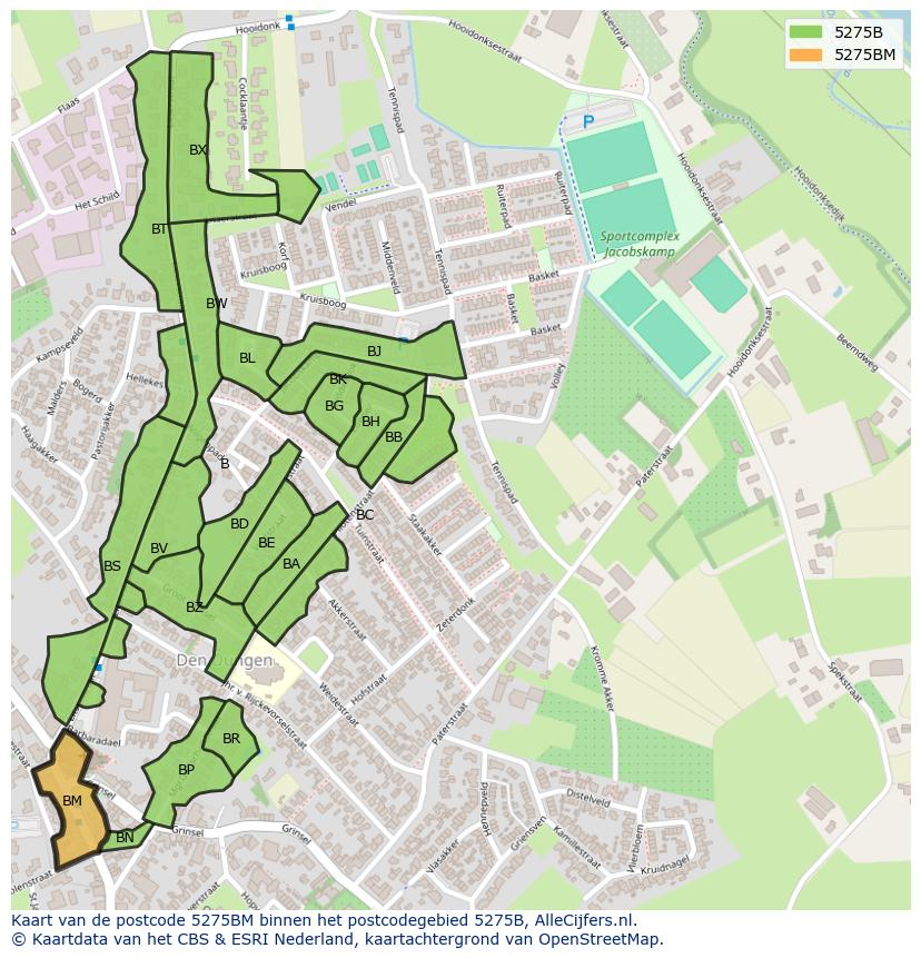 Afbeelding van het postcodegebied 5275 BM op de kaart.