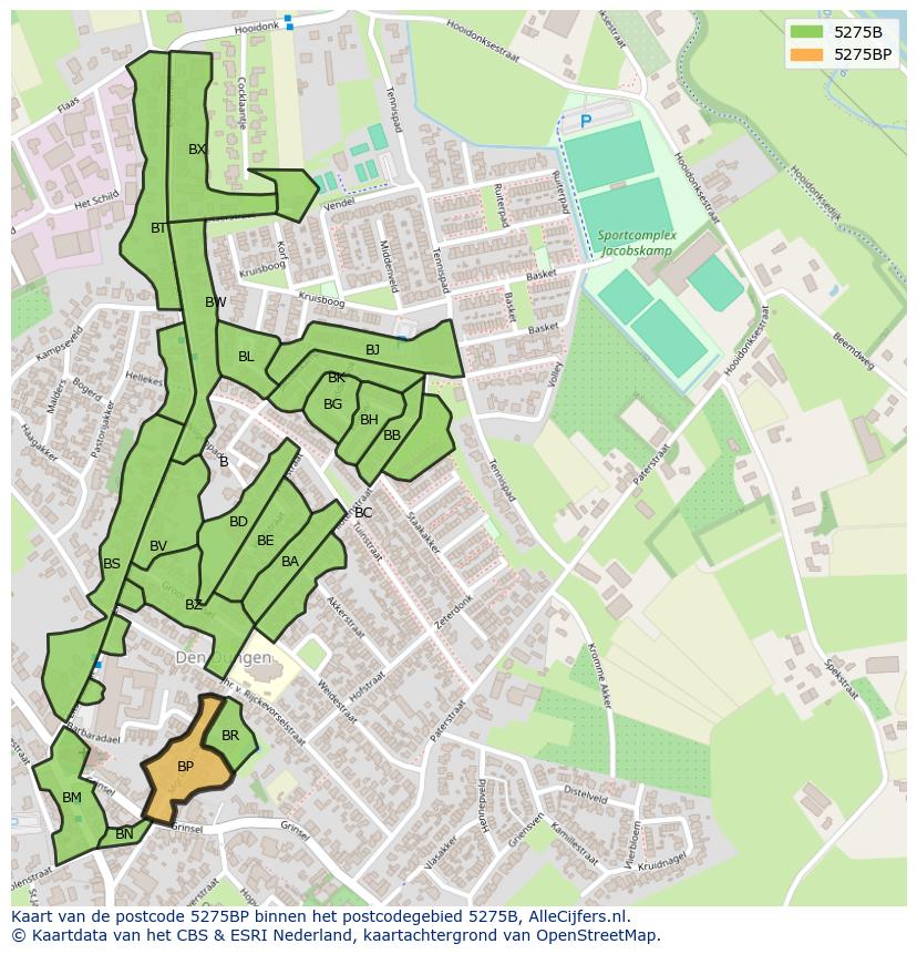 Afbeelding van het postcodegebied 5275 BP op de kaart.
