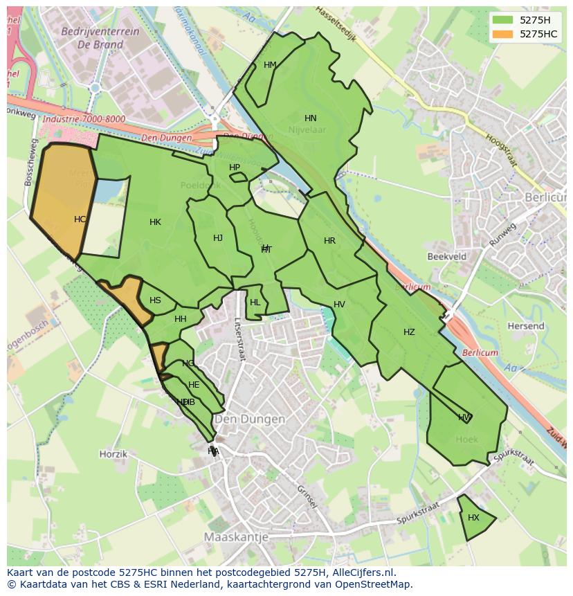 Afbeelding van het postcodegebied 5275 HC op de kaart.