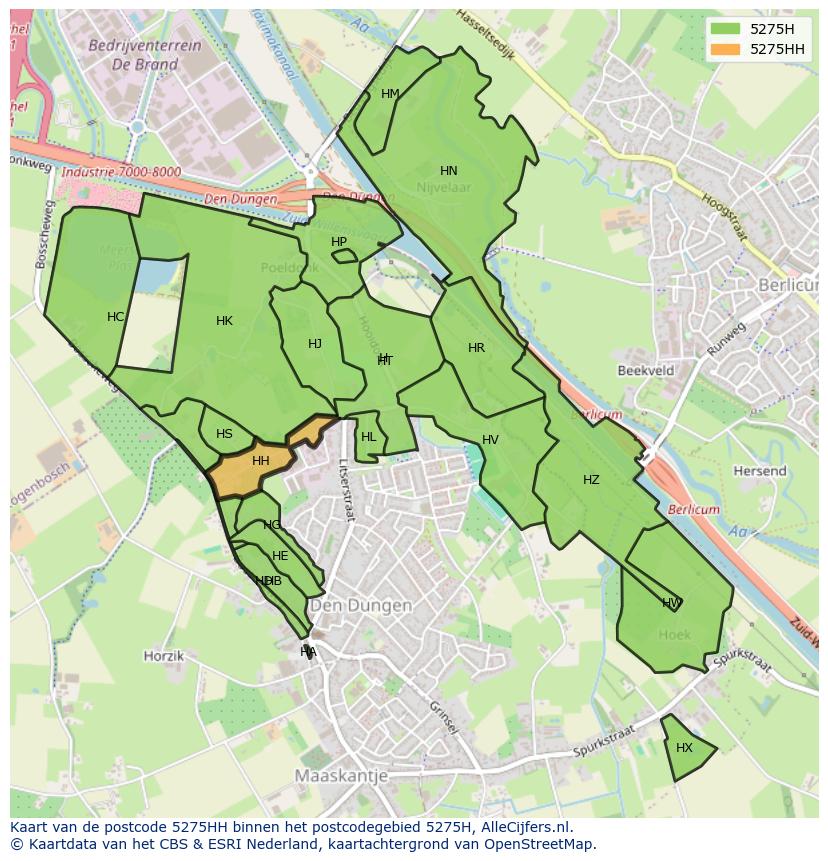 Afbeelding van het postcodegebied 5275 HH op de kaart.