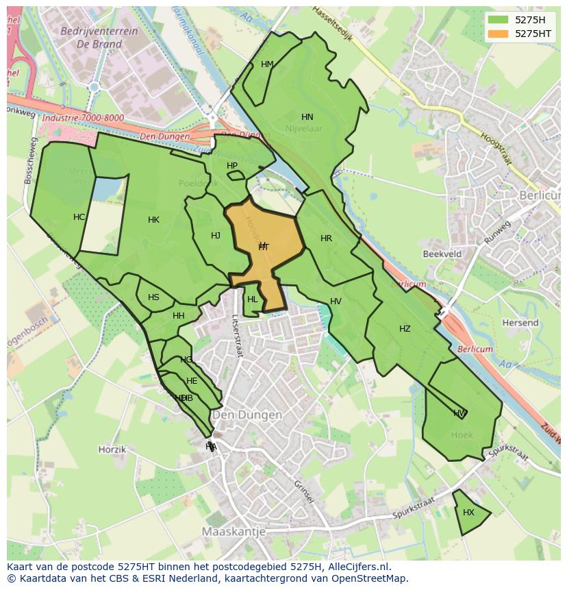 Afbeelding van het postcodegebied 5275 HT op de kaart.