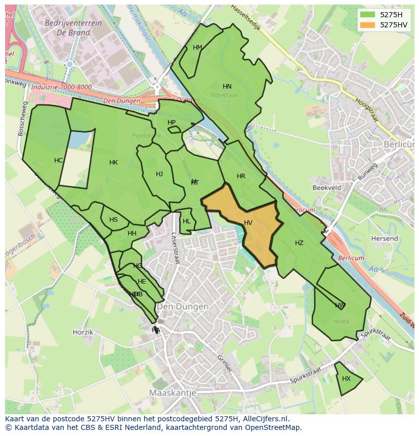 Afbeelding van het postcodegebied 5275 HV op de kaart.