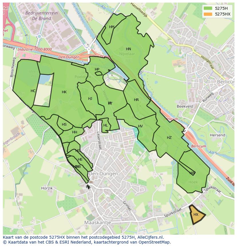 Afbeelding van het postcodegebied 5275 HX op de kaart.
