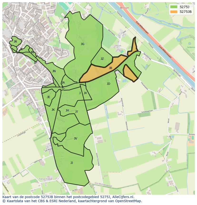 Afbeelding van het postcodegebied 5275 JB op de kaart.