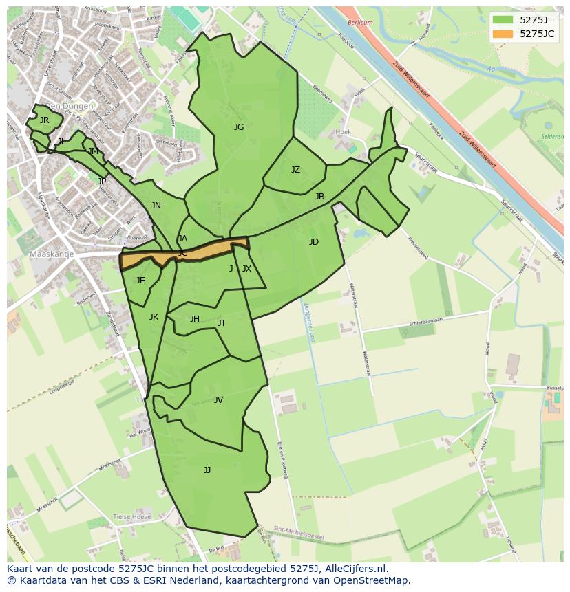 Afbeelding van het postcodegebied 5275 JC op de kaart.