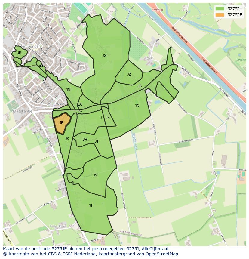 Afbeelding van het postcodegebied 5275 JE op de kaart.