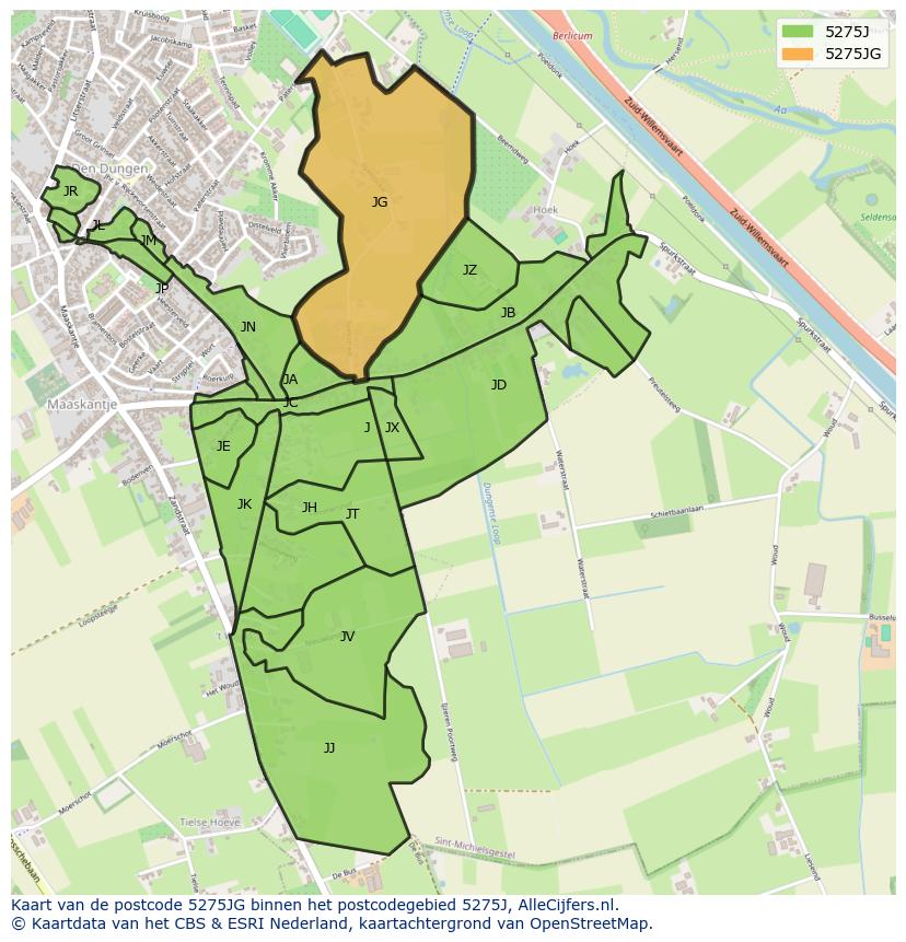 Afbeelding van het postcodegebied 5275 JG op de kaart.