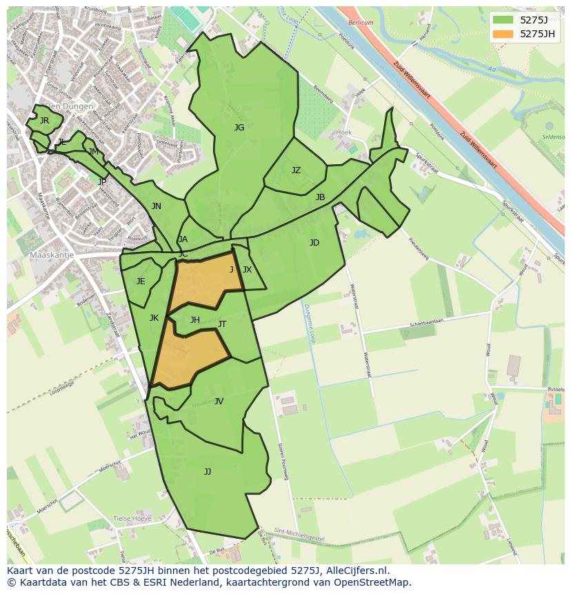 Afbeelding van het postcodegebied 5275 JH op de kaart.