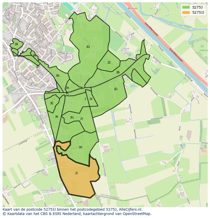 Afbeelding van het postcodegebied 5275 JJ op de kaart.