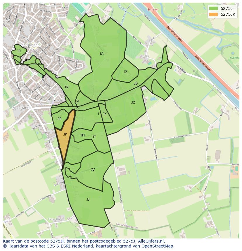 Afbeelding van het postcodegebied 5275 JK op de kaart.
