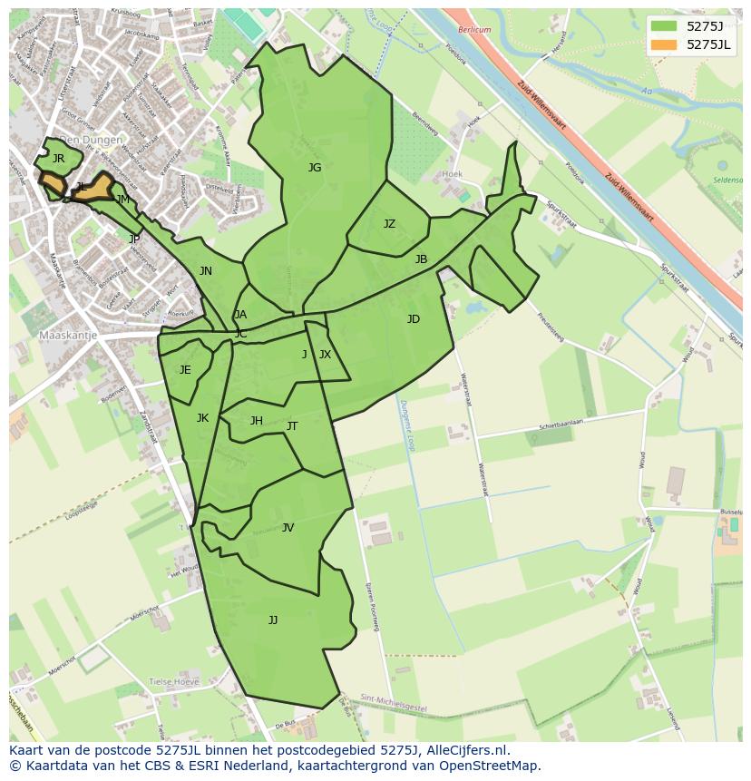 Afbeelding van het postcodegebied 5275 JL op de kaart.