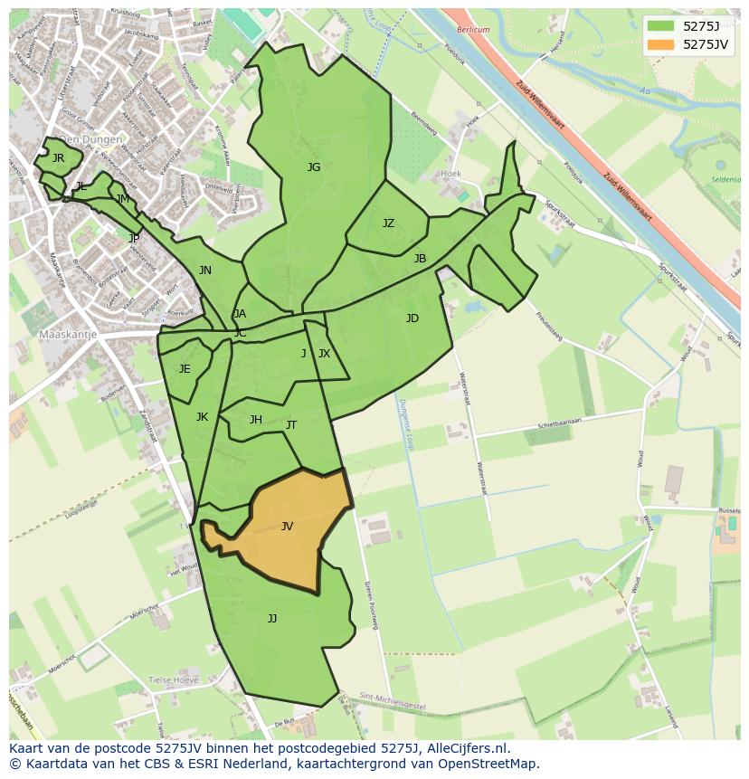 Afbeelding van het postcodegebied 5275 JV op de kaart.