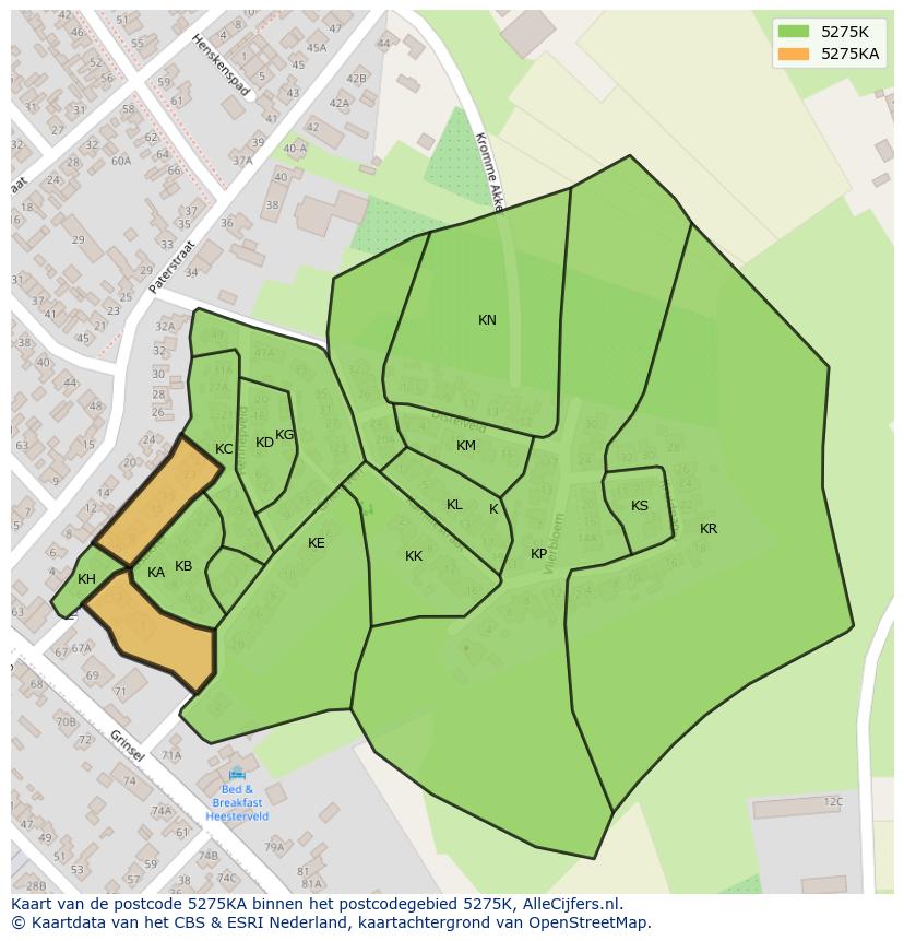 Afbeelding van het postcodegebied 5275 KA op de kaart.