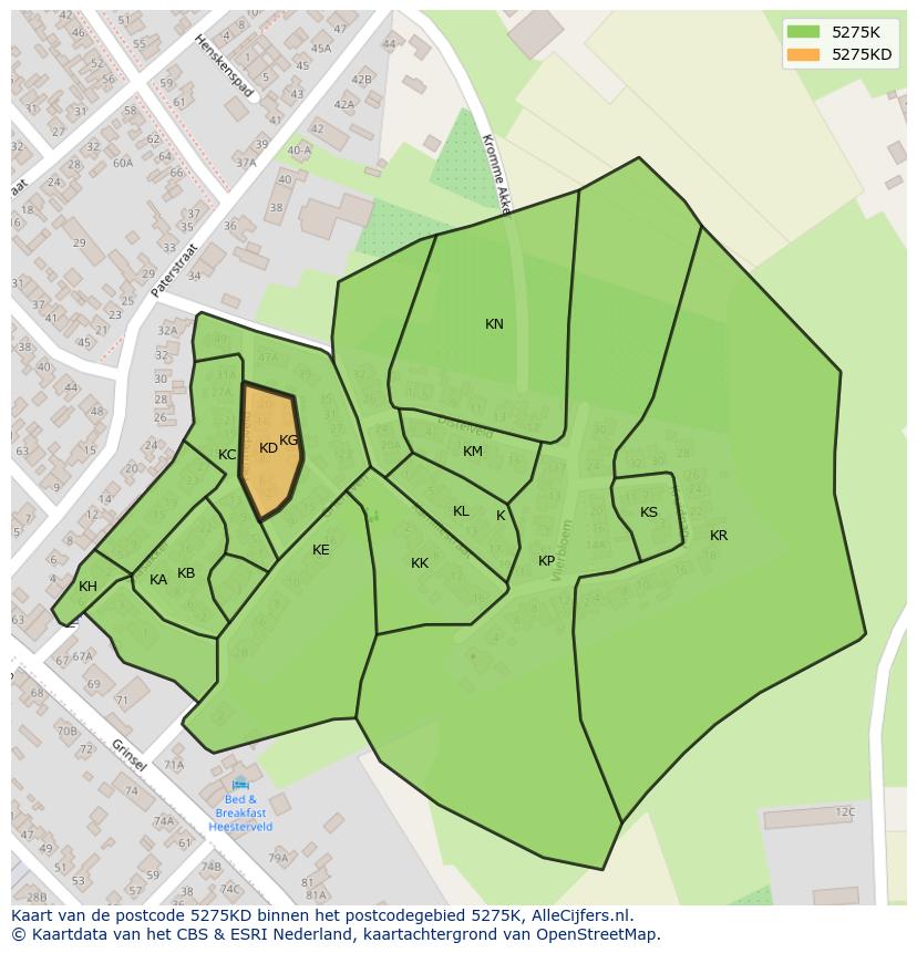 Afbeelding van het postcodegebied 5275 KD op de kaart.