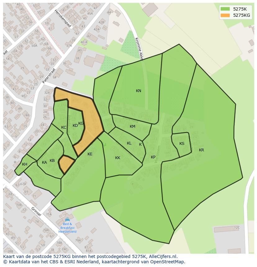 Afbeelding van het postcodegebied 5275 KG op de kaart.