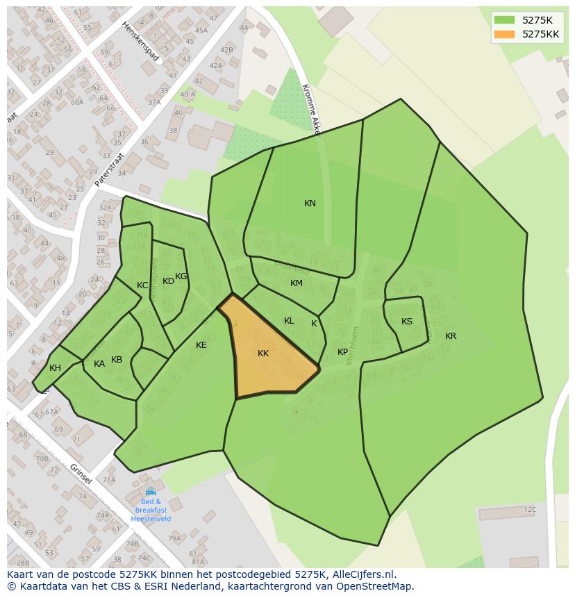 Afbeelding van het postcodegebied 5275 KK op de kaart.