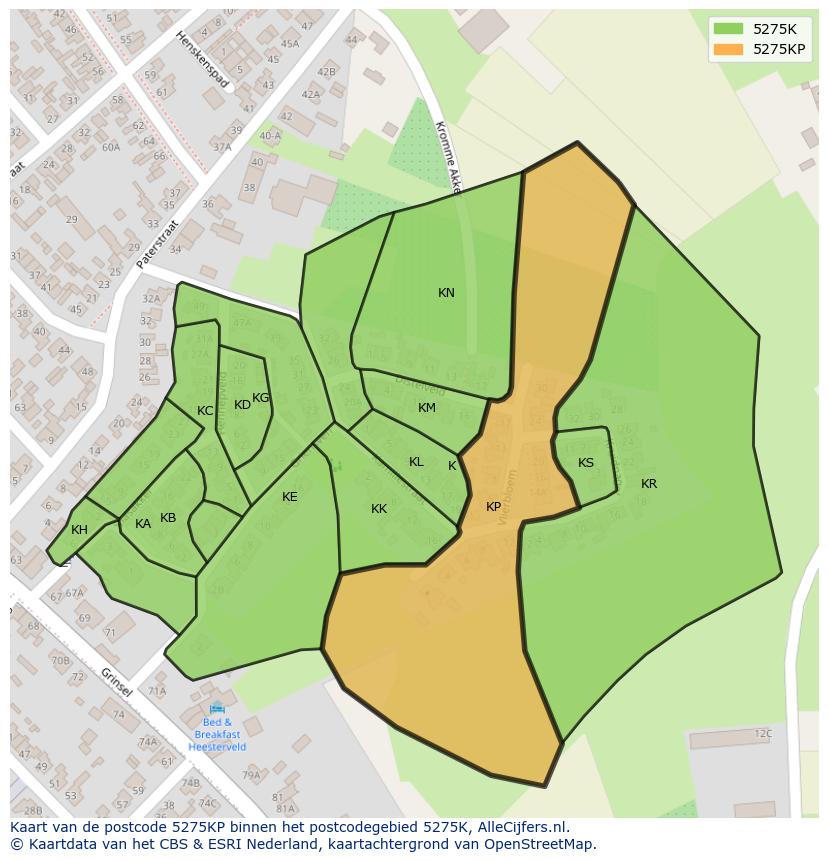 Afbeelding van het postcodegebied 5275 KP op de kaart.