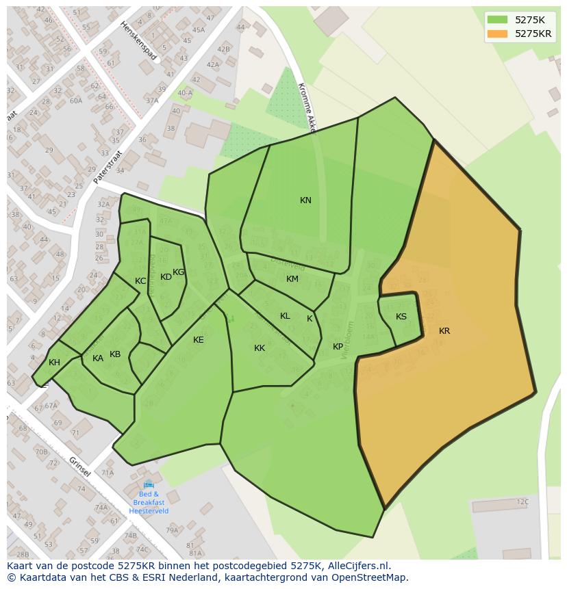 Afbeelding van het postcodegebied 5275 KR op de kaart.