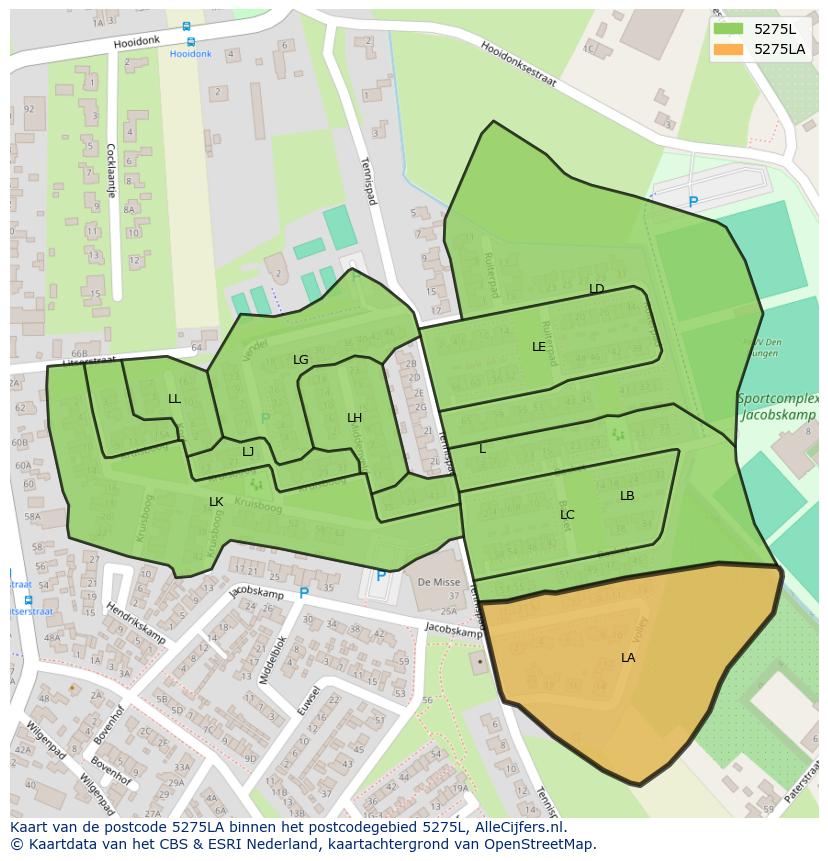 Afbeelding van het postcodegebied 5275 LA op de kaart.