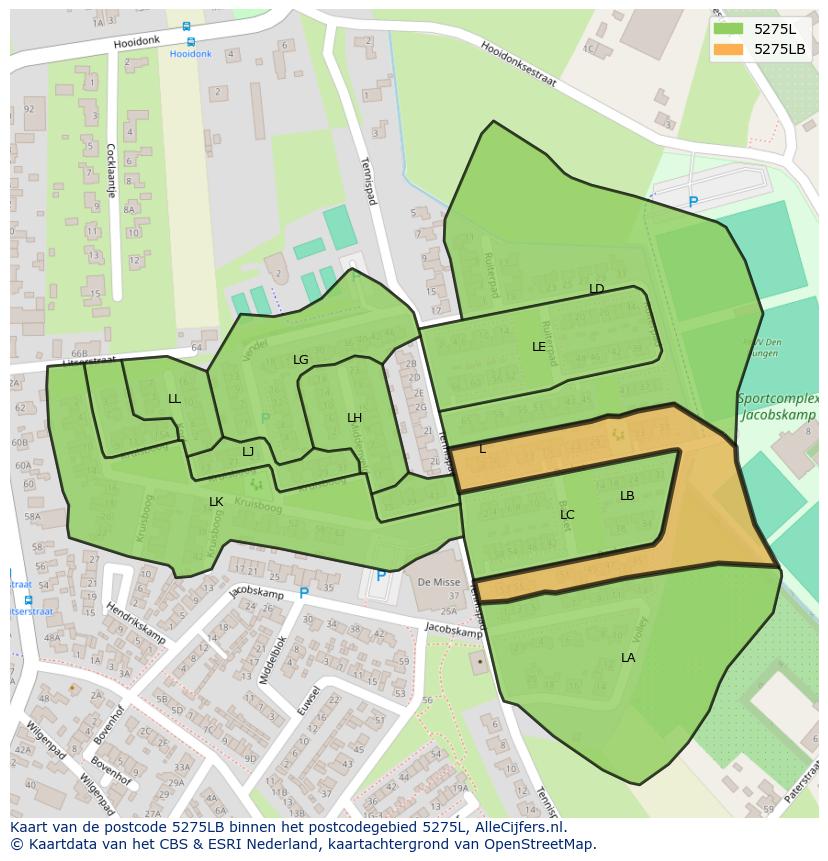 Afbeelding van het postcodegebied 5275 LB op de kaart.
