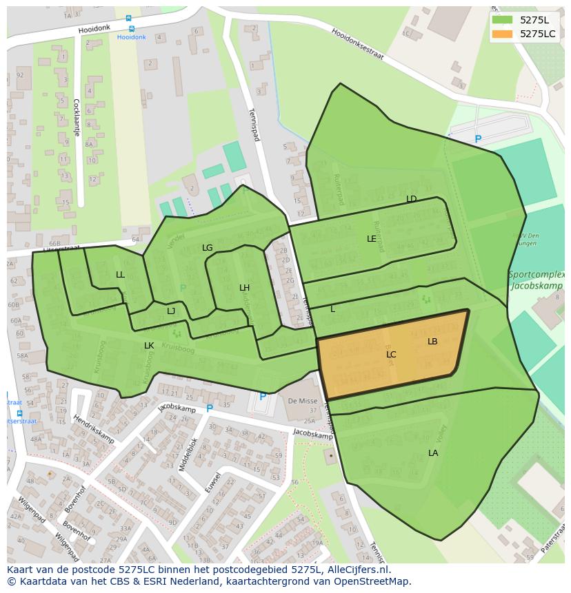Afbeelding van het postcodegebied 5275 LC op de kaart.