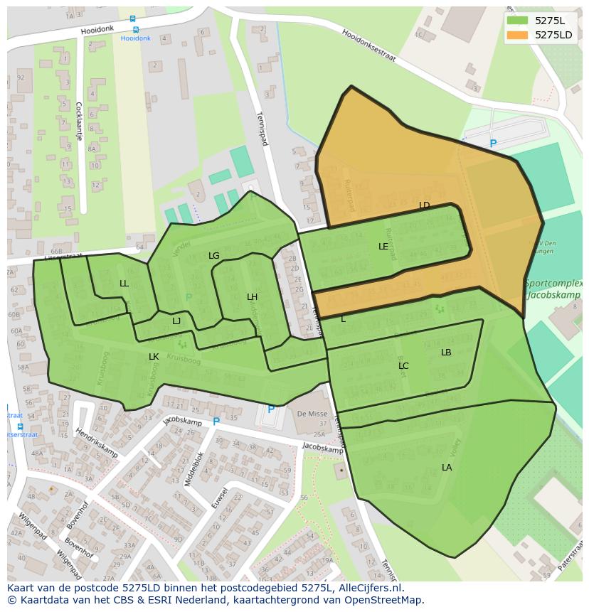 Afbeelding van het postcodegebied 5275 LD op de kaart.