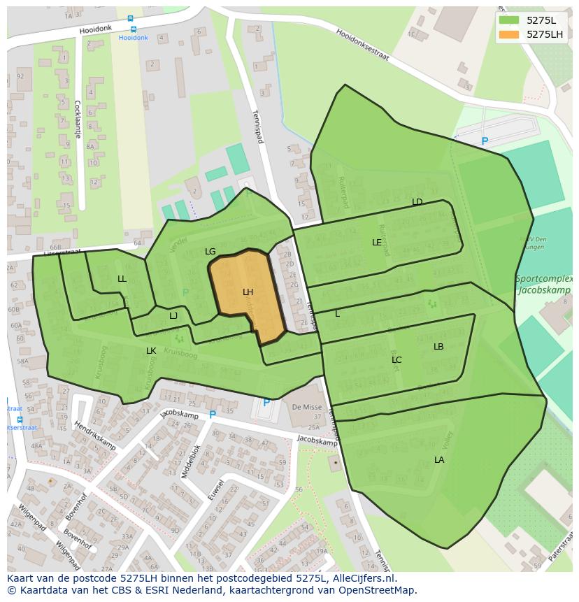 Afbeelding van het postcodegebied 5275 LH op de kaart.
