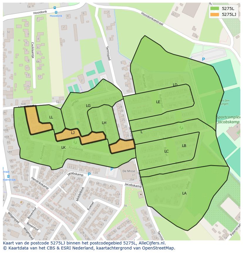 Afbeelding van het postcodegebied 5275 LJ op de kaart.