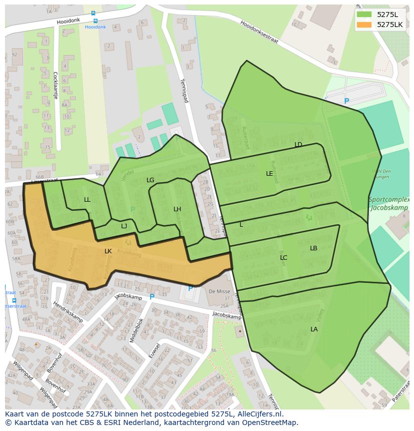 Afbeelding van het postcodegebied 5275 LK op de kaart.