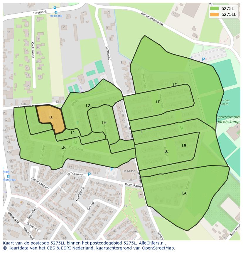 Afbeelding van het postcodegebied 5275 LL op de kaart.