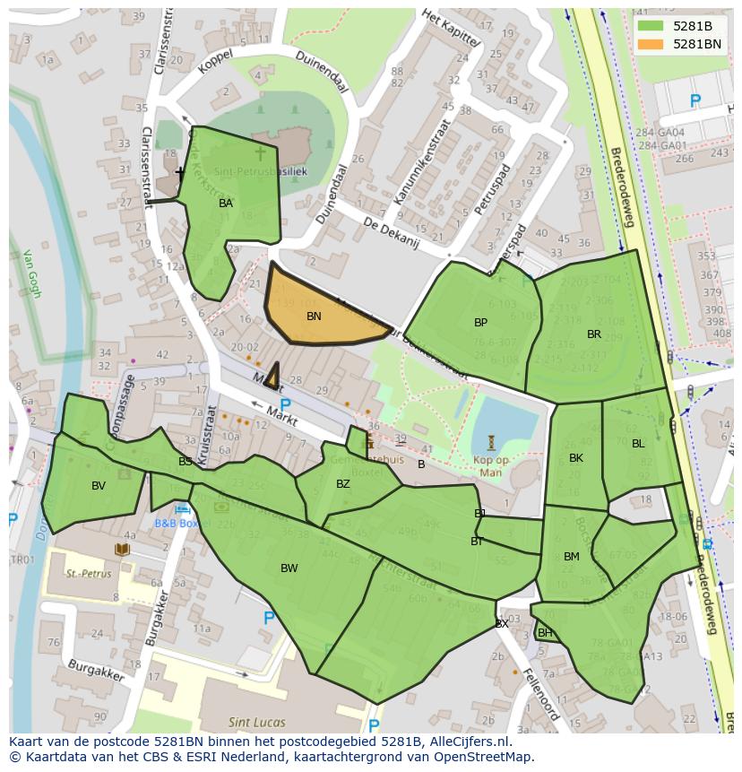 Afbeelding van het postcodegebied 5281 BN op de kaart.