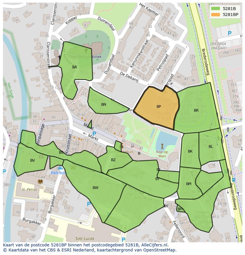 Afbeelding van het postcodegebied 5281 BP op de kaart.