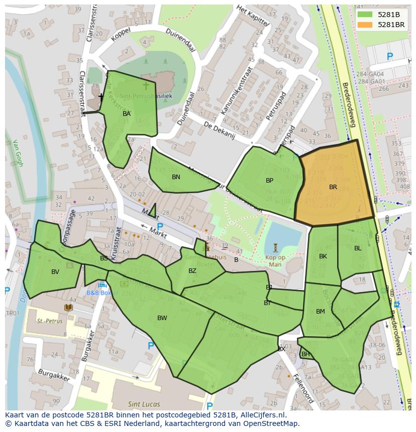 Afbeelding van het postcodegebied 5281 BR op de kaart.