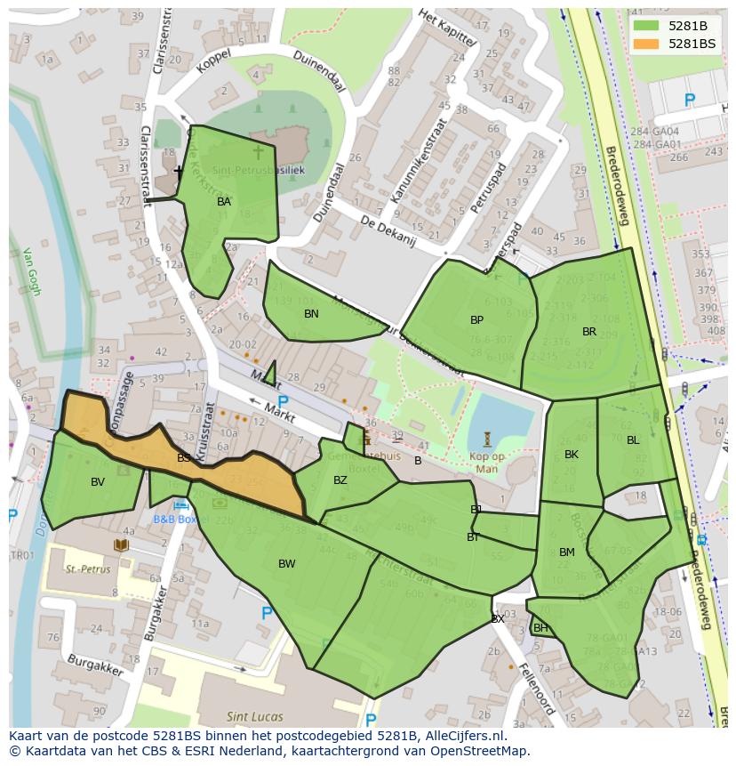 Afbeelding van het postcodegebied 5281 BS op de kaart.
