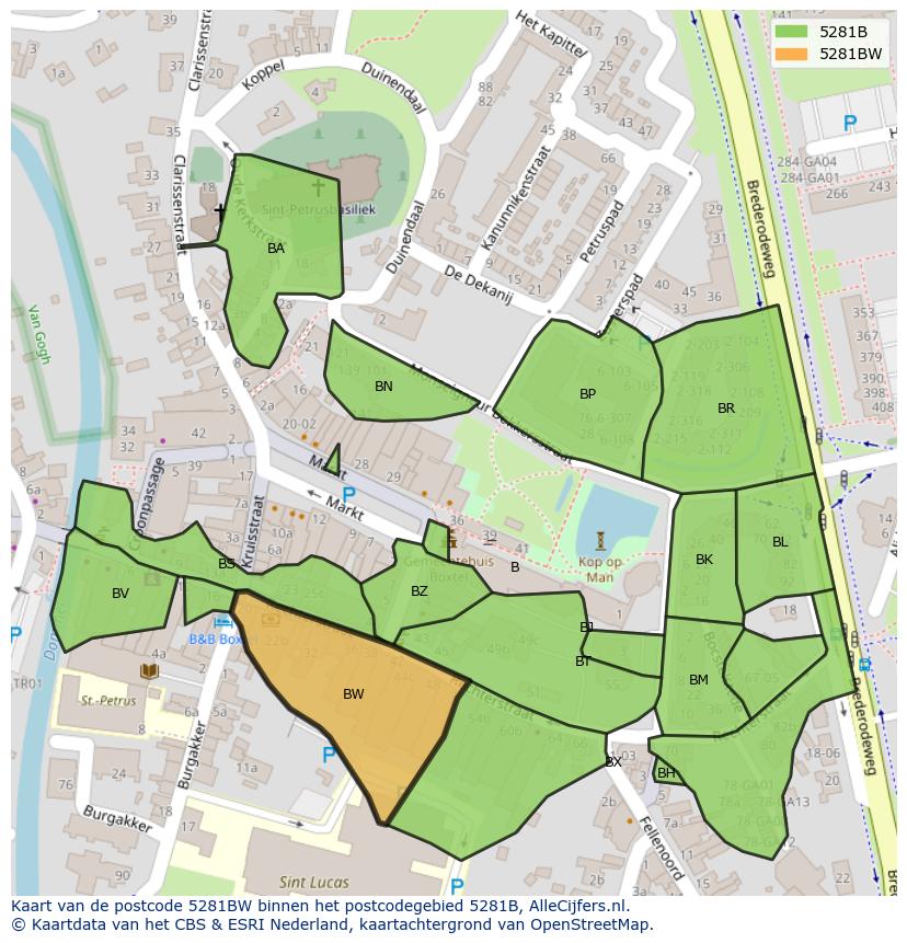 Afbeelding van het postcodegebied 5281 BW op de kaart.