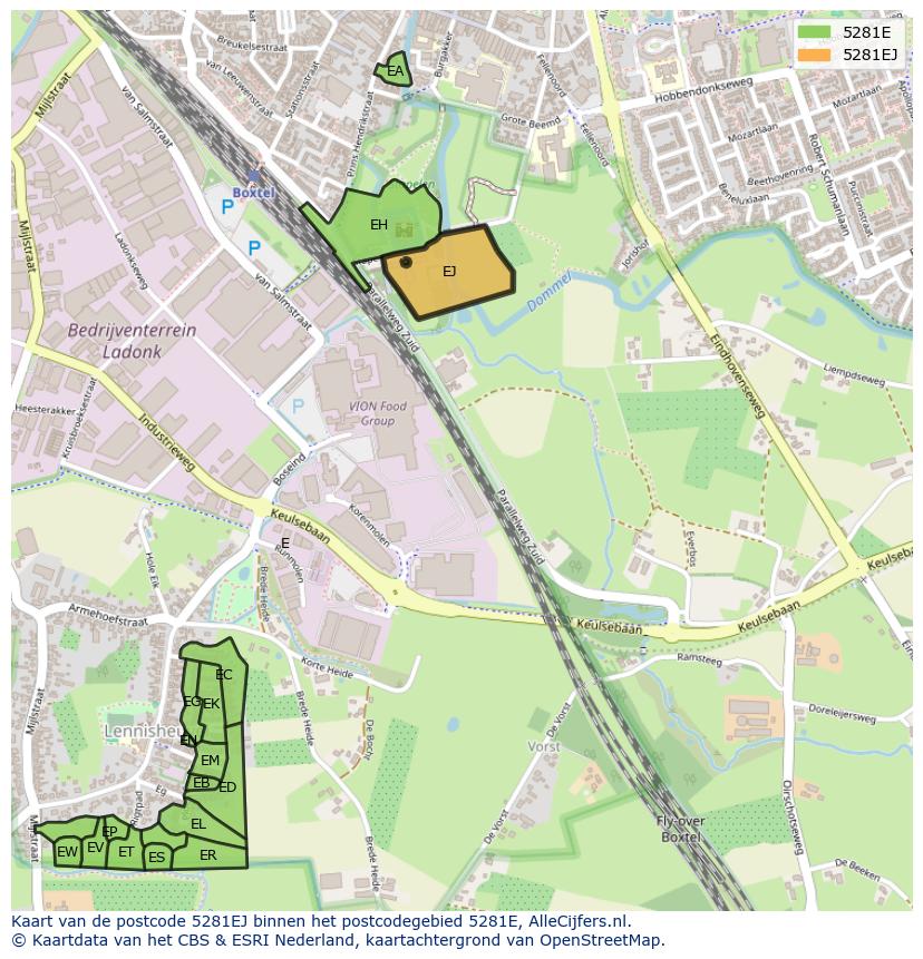 Afbeelding van het postcodegebied 5281 EJ op de kaart.