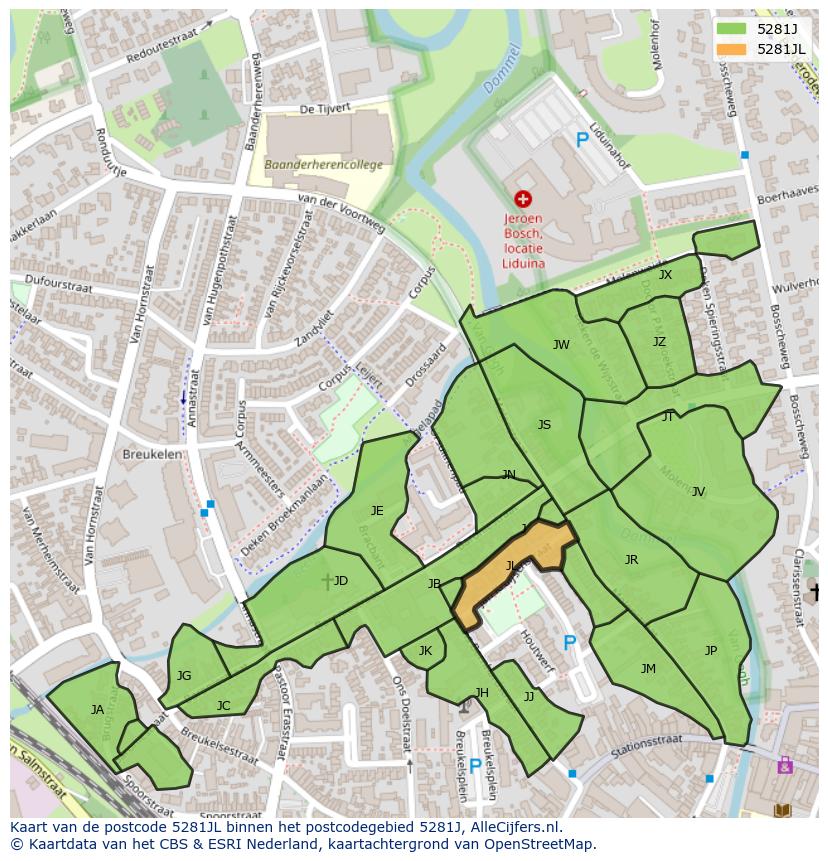 Afbeelding van het postcodegebied 5281 JL op de kaart.