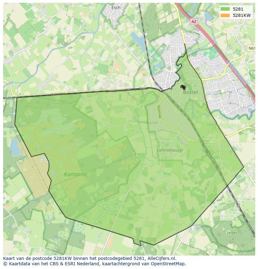 Afbeelding van het postcodegebied 5281 KW op de kaart.