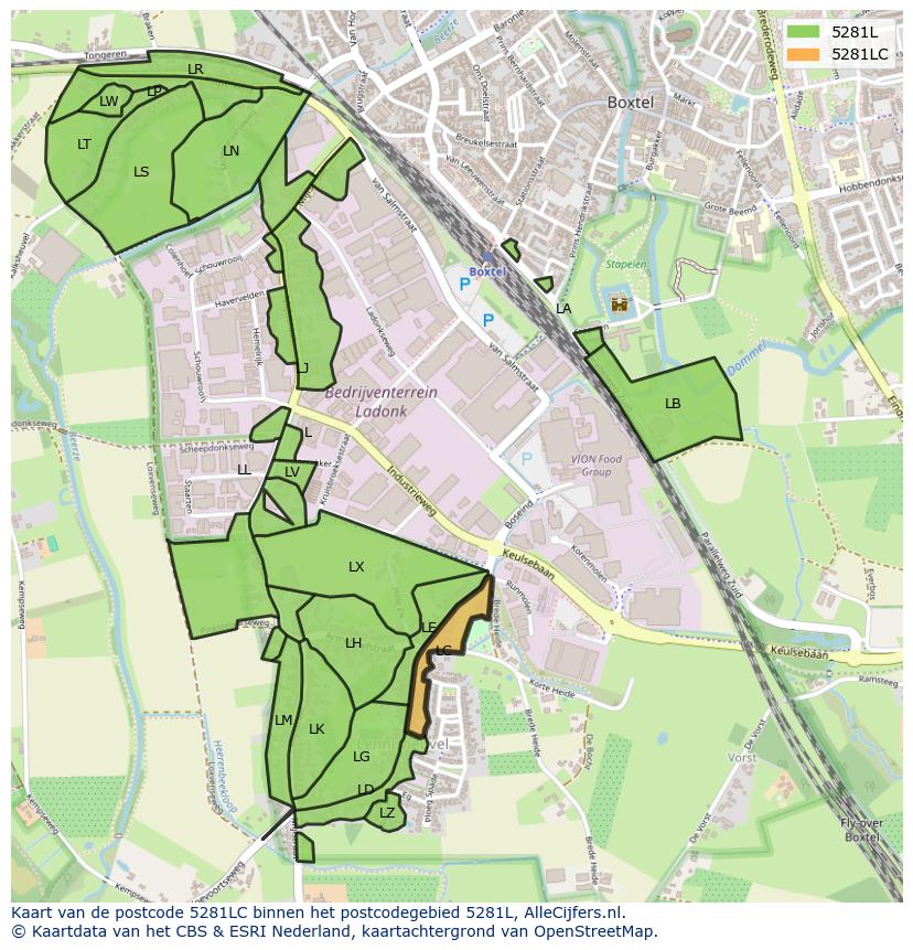 Afbeelding van het postcodegebied 5281 LC op de kaart.